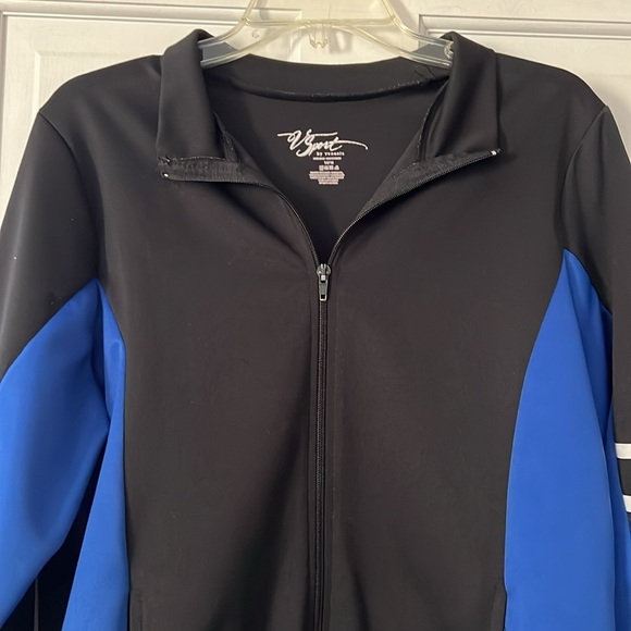 BLACK/BLUE /WHITE LIGHT WEIGHT JACKET SIZE 14/16 - Picture 2 of 5